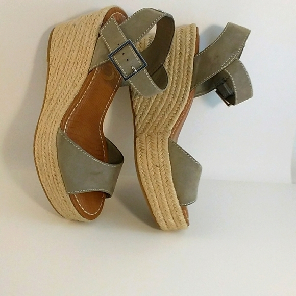 Sam Edelman Circus Gray Suede Delalah Epadrille Wedges Ankle Strap Sandals Sz 8 - Picture 11 of 12